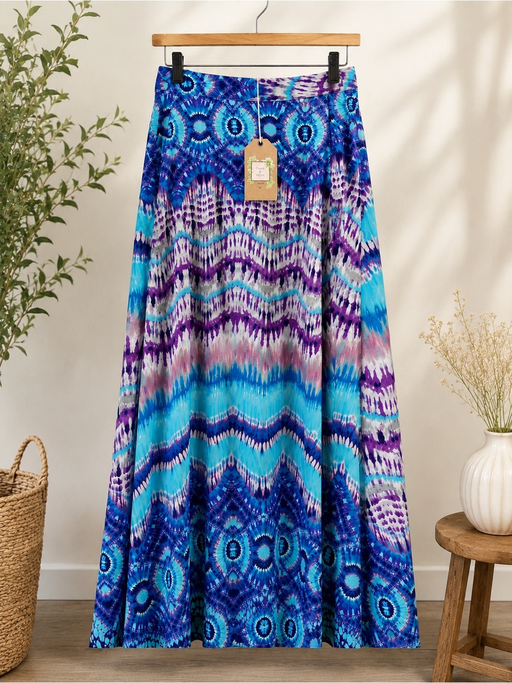 Flint & Moss Women’s Bohemian Blue & Purple Maxi Skirt